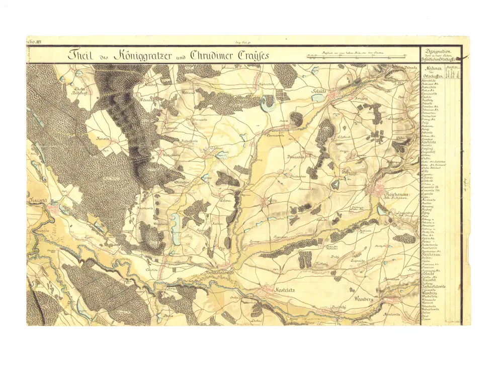 I. vojenské (josefské) mapování - Čechy, mapový list č.114