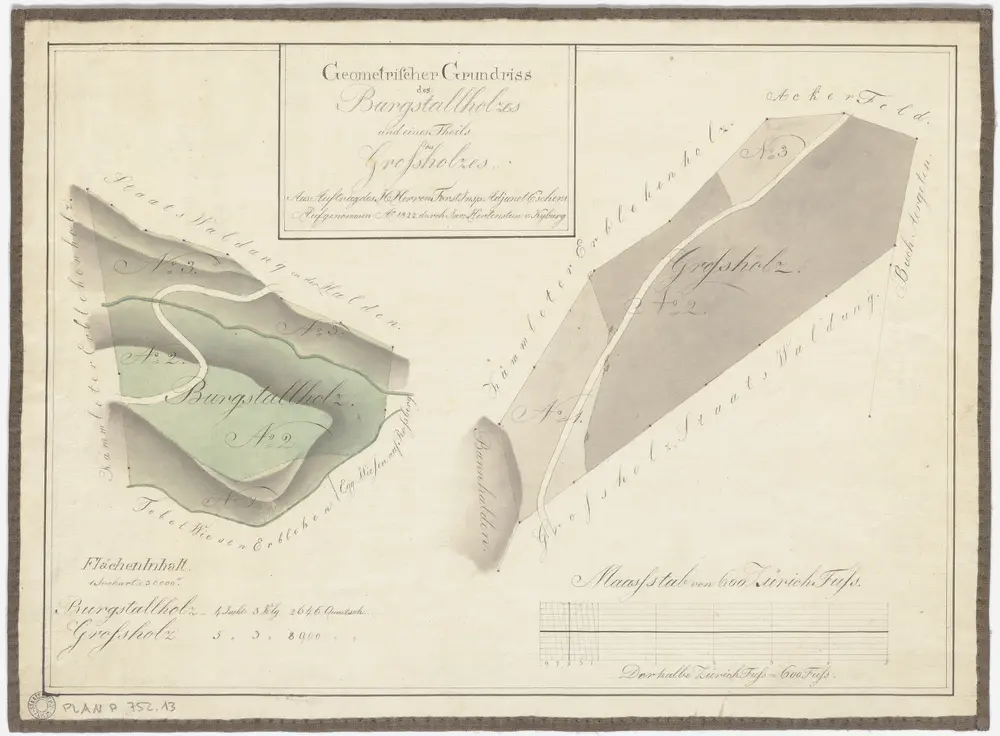 Kyburg, Töss, Illnau-Effretikon (damals Illnau), Schlatt: Staatswaldung: Illnau-Effretikon (damals Illnau): Burgstallholz, Grossholz; Grundrisse