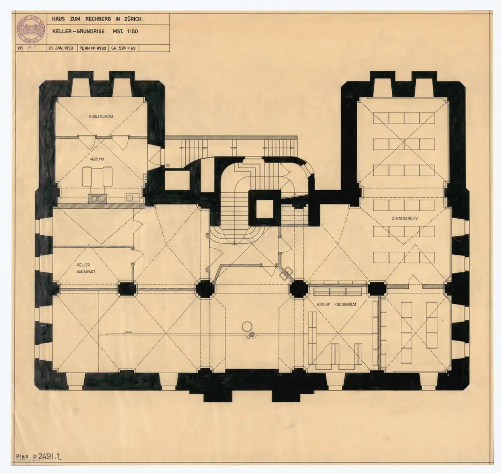 Haus zum Rechberg: Keller; Grundriss