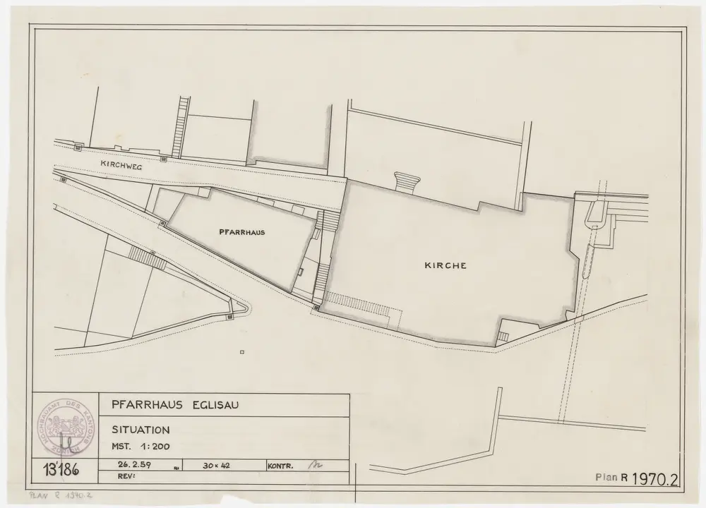 Eglisau: Kirche, Pfarrhaus und Umgebung: Grundriss