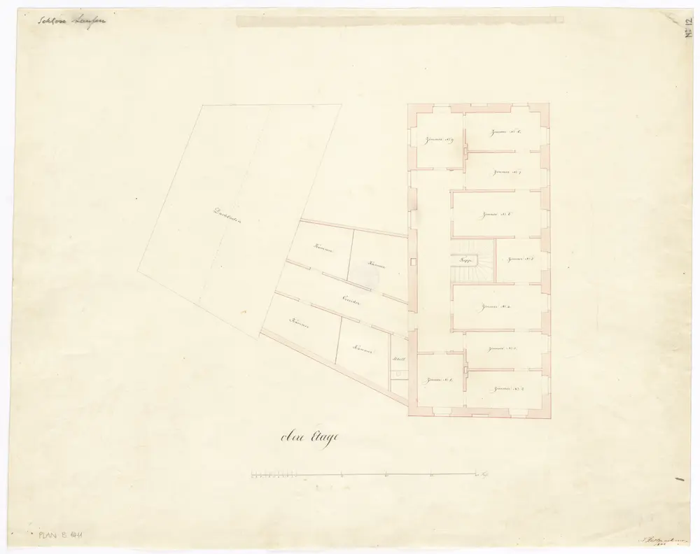 Laufen-Uhwiesen: Schloss Laufen, obere Etage; Grundriss (Nr. 12)