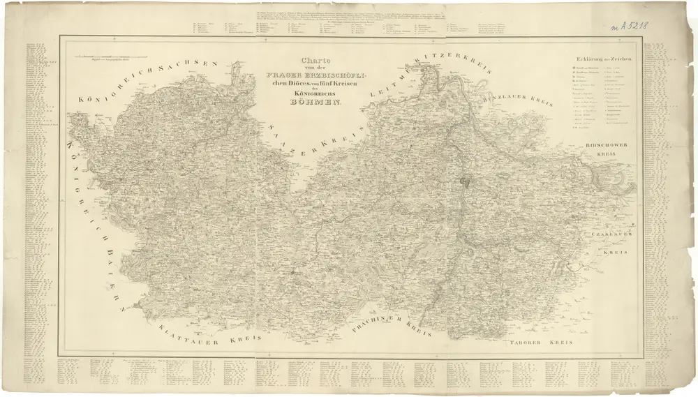 Charte von der Prager Erzbischöflichen Diöcese von fünf Kreisen des Königreichs Böhmen