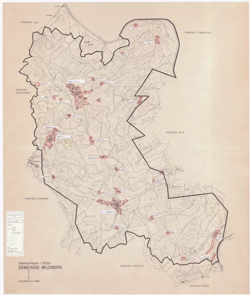 Wildberg: Definition der Siedlungen für die eidgenössische Volkszählung am 01.12.1970; Siedlungskarte