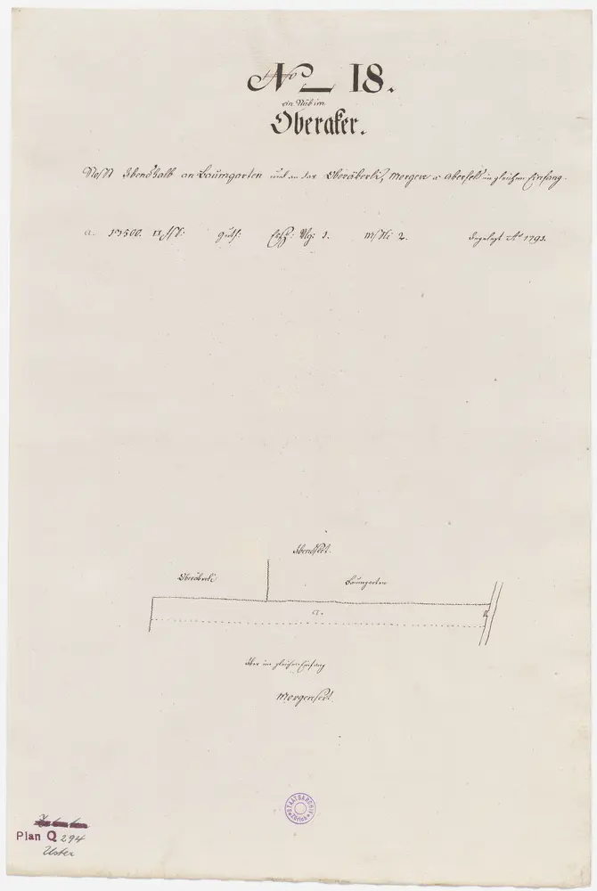 Uster, Nr. 18: Zehntengut im Oberacker, östlich von Oberäckerli und Baumgarten gelegen, zehntenpflichtig u. a. dem Amt Oetenbach; Grundriss