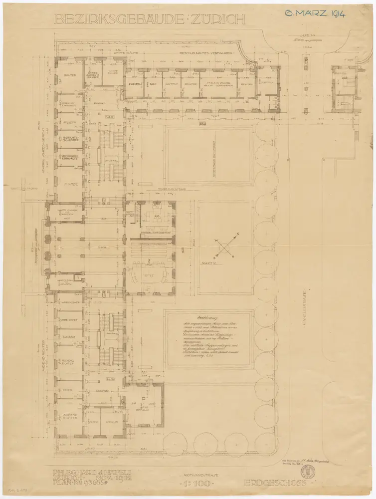 Zürich: Bezirksgebäude (Rotwand- und Kanzleistrasse), Erdgeschoss; Grundriss