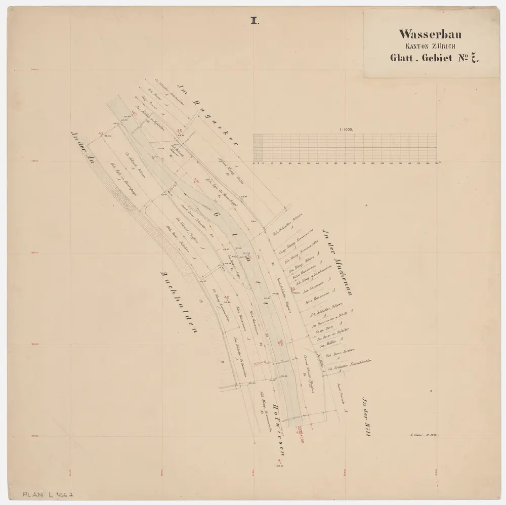 Oberglatt: Glatt von Oberglatt bis Hofstetten; Grundrisse (Glatt-Gebiet Nr. 7): Blatt II: Glatt bei Buechhalden in Oberglatt; Grundriss (Glatt-Gebiet Nr. 7)