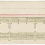 Enge: Gedeckte Holzbrücke über die Sihl bei Leimbach: Ansicht, Grundriss und Querschnitte