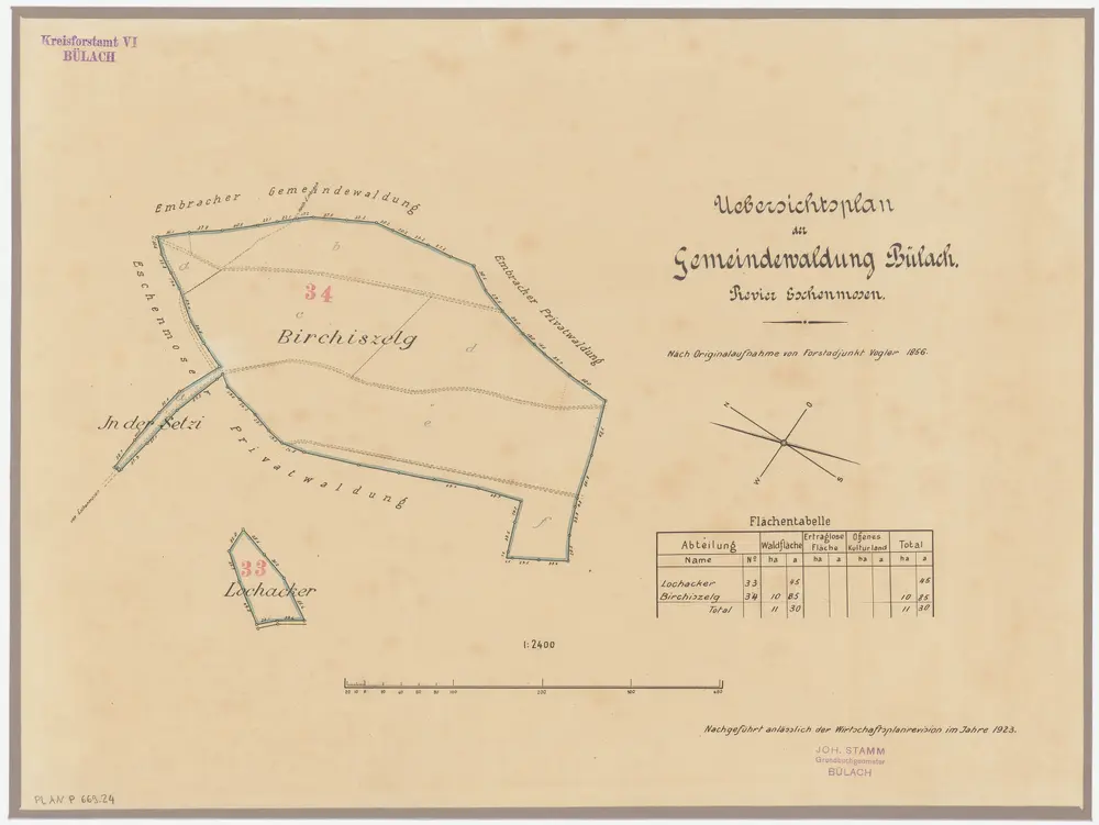 Bülach, Hochfelden: Gemeindewaldungen Bülach und Eschenmosen: Bülach: Birchiszelg, Lochacher (Lochacker), Setzi; Grundrisse