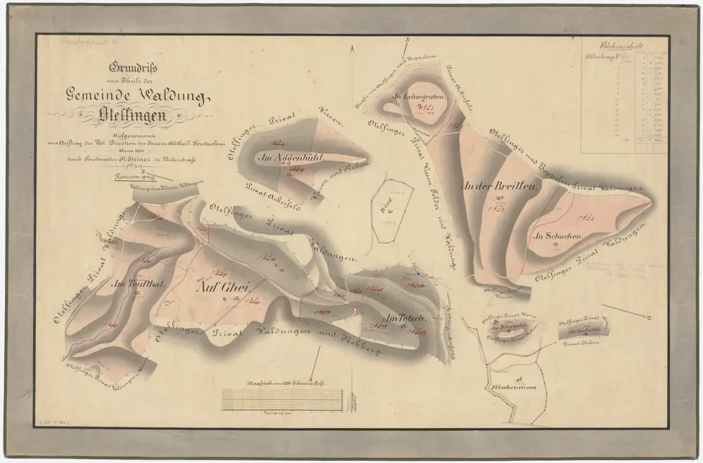 Otelfingen: Gemeindewaldung: Tüftel (Teufthal), Auf Ghei, Aggenbüel, Tetsch, Lehmgruben, Breitlen, Schacheren (Schachen), Biberhölzli, Seeboden, Ried; Grundrisse