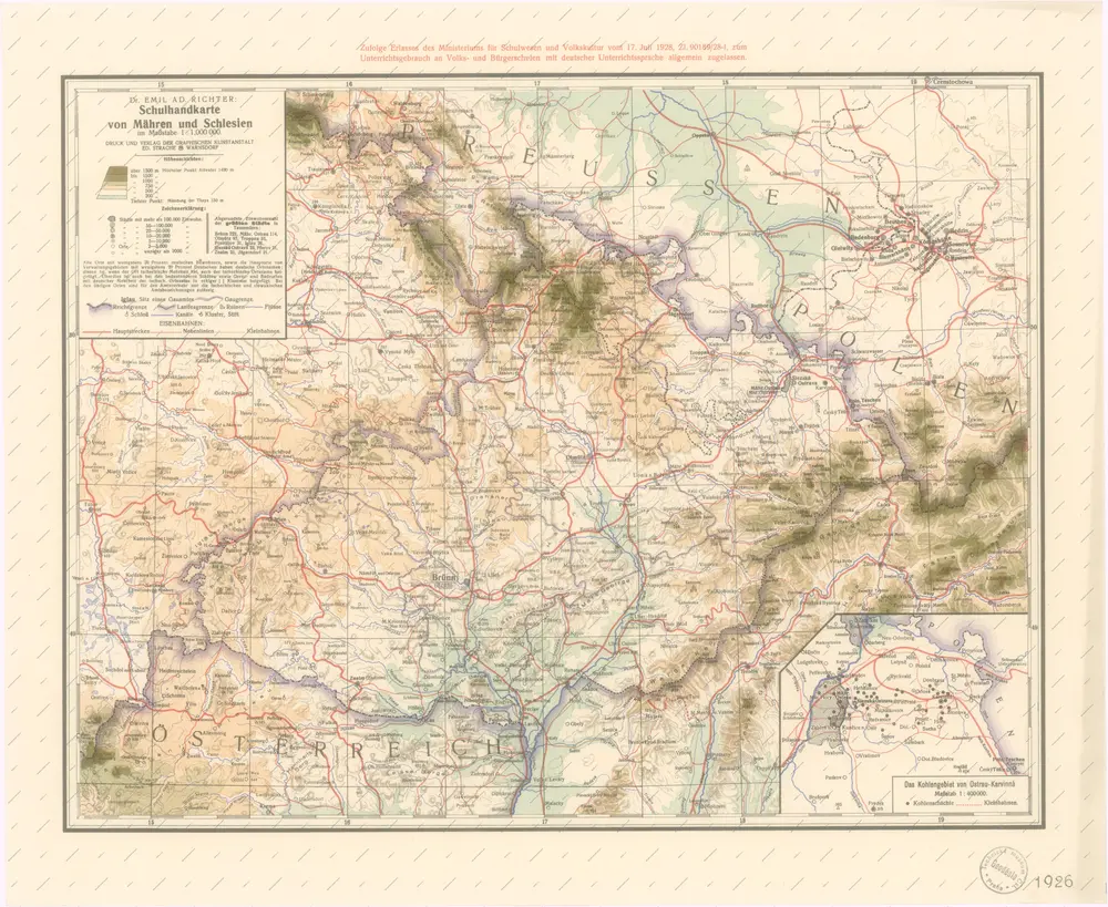 Schulkarte von Mähren und Schlesien