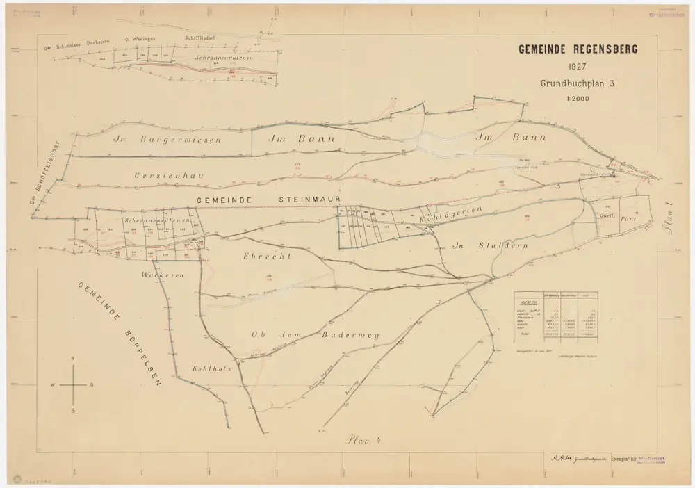 Regensberg: Gemeindewaldung: Baa (Bann), Gerstenhau, Stalderen (Im Staldernholz), Ob dem Baderweg, Unter dem Baderweg (Bademerweg), Cholholz (Im Kohlholz), Ebrecht, Wakeren (Wackern); Grundrisse