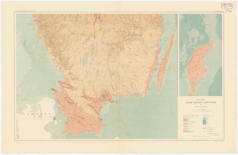 Karta över Södra sveriges landformer