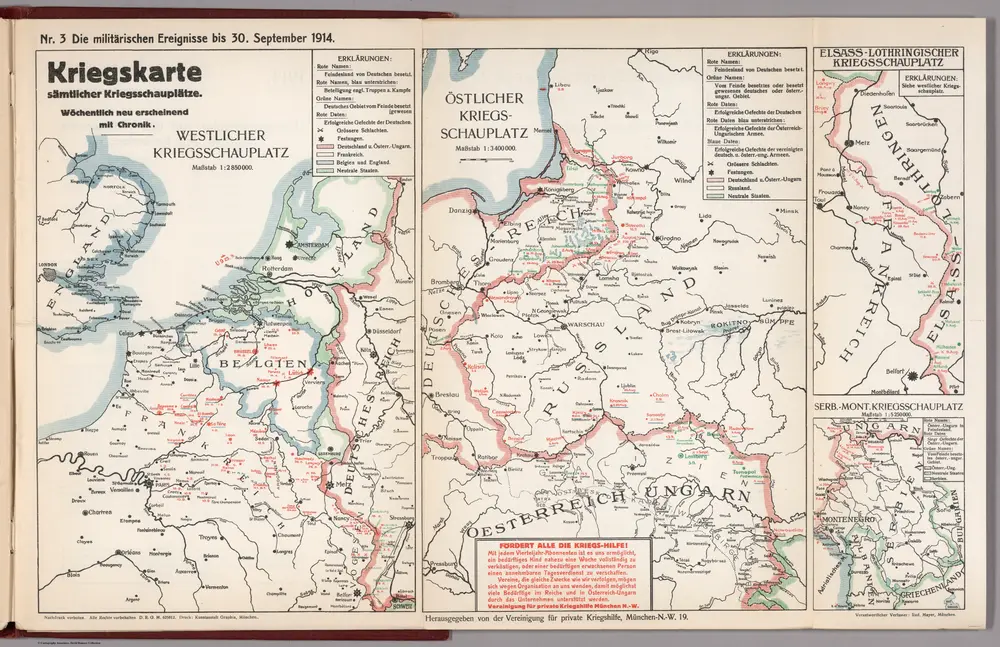 World War I Map (German), Nr. 3. Military Events ... to September 30, 1914.