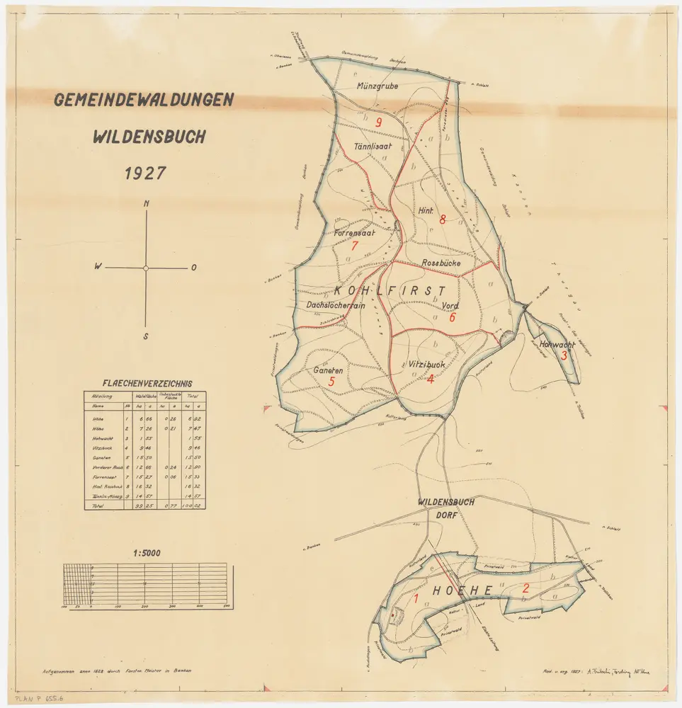 Trüllikon: Gemeindewaldung Wildensbuch: Höhi (Höhe), Cholfirst (Kohlfirst), Hochwacht (Hohwacht); Grundrisse