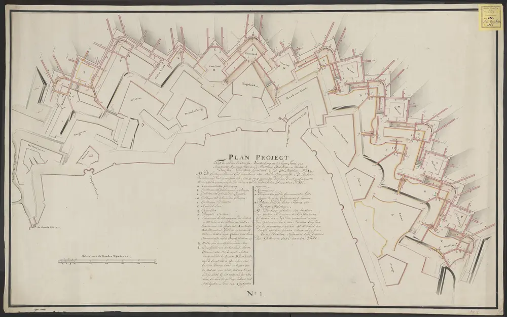 Plan project tot de onderaardsche versterking van het hooge front van Maastricht, begreepen tusschen de bastions Holsteyn en Waldeck door den Directeur Generaal C: D: Du Moulin 1774