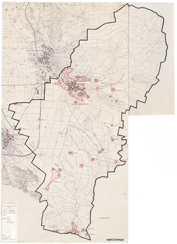 Oberstammheim: Definition der Siedlungen für die eidgenössische Volkszählung am 01.12.1970; Siedlungskarte