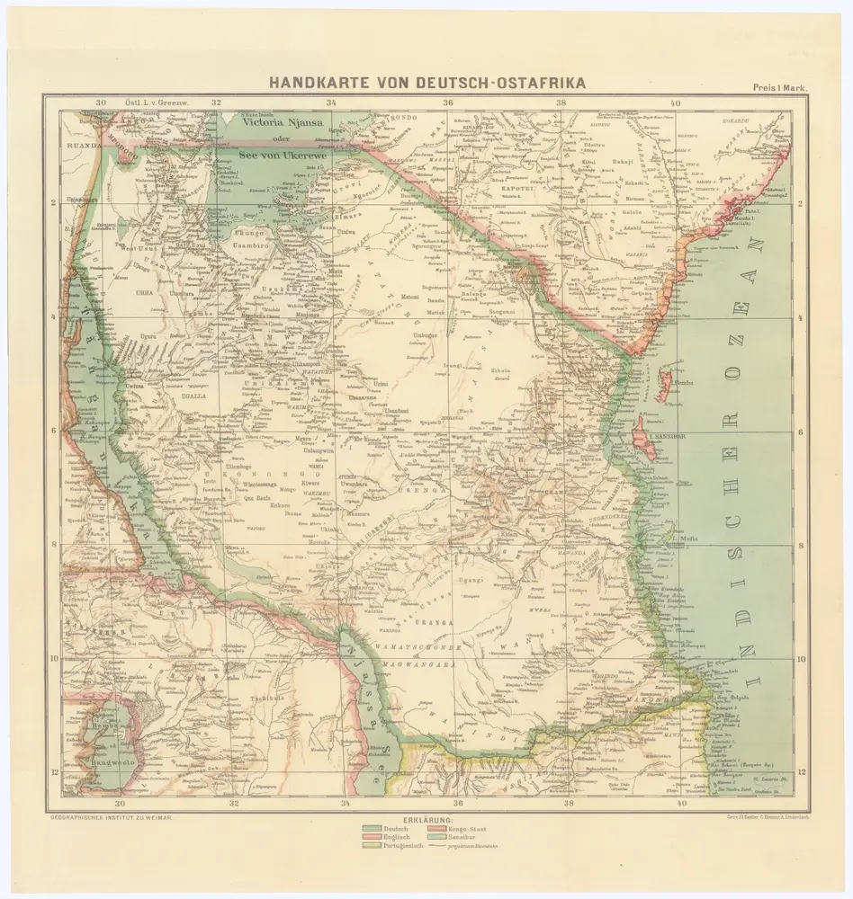 Handkarte von Deutsch-Ostafrika