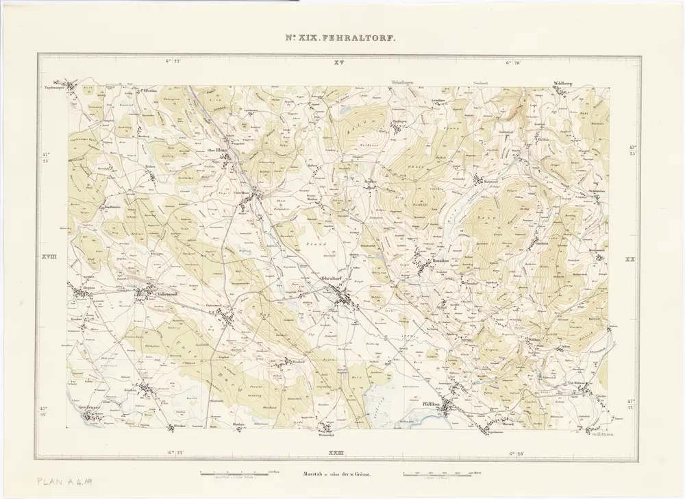 Topographische Karte des Kantons Zürich (Wild-Karte): Blatt XIX: Fehraltorf