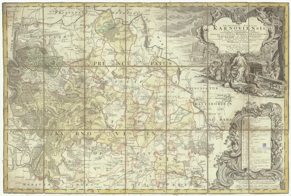 Principatvs Silesiae Karnoviensis nova et exactissima tabula geographica commonstrans insimul districtus ac statvs minores Frevdenthal, Olbersdorf et Stevberndorf