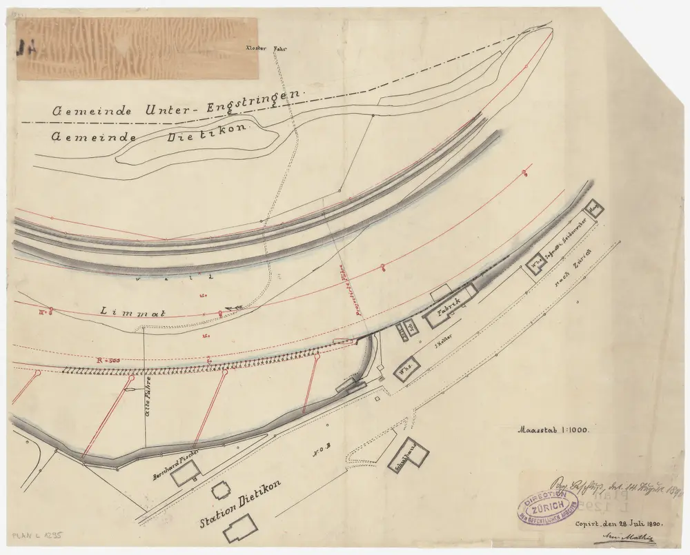 Dietikon: Limmat beim Bahnhof; Situationsplan (Limmat-Gebiet Nr. 41)