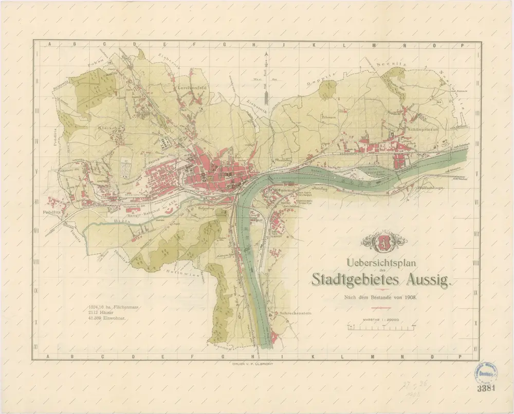 Uebersichtsplan des Stadtgebietes Aussig