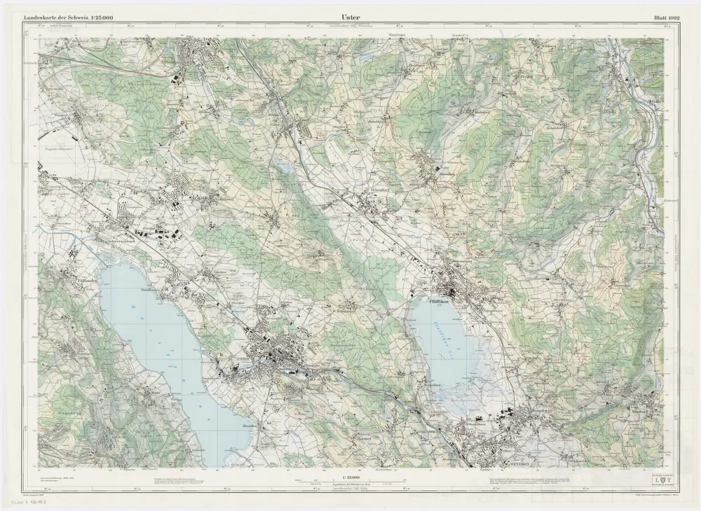 Landeskarte der Schweiz 1 : 25000: Den Kanton Zürich betreffende Blätter: Blatt 1092: Uster