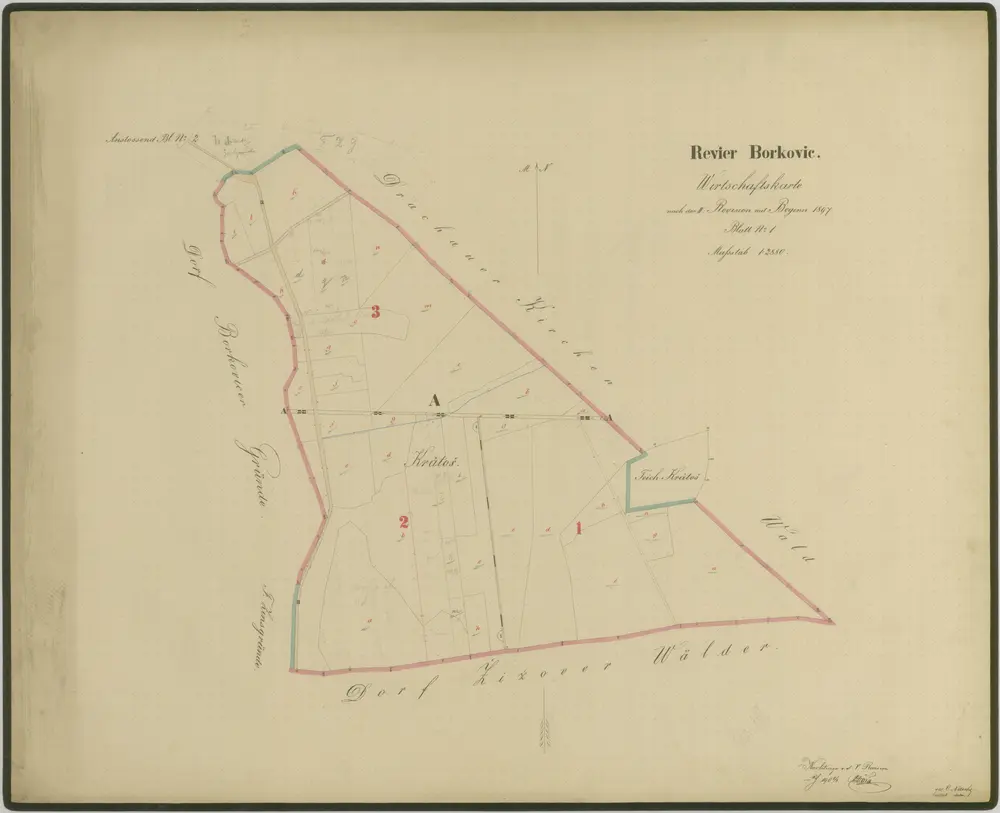 Hospodářská mapa polesí Borkovice 1