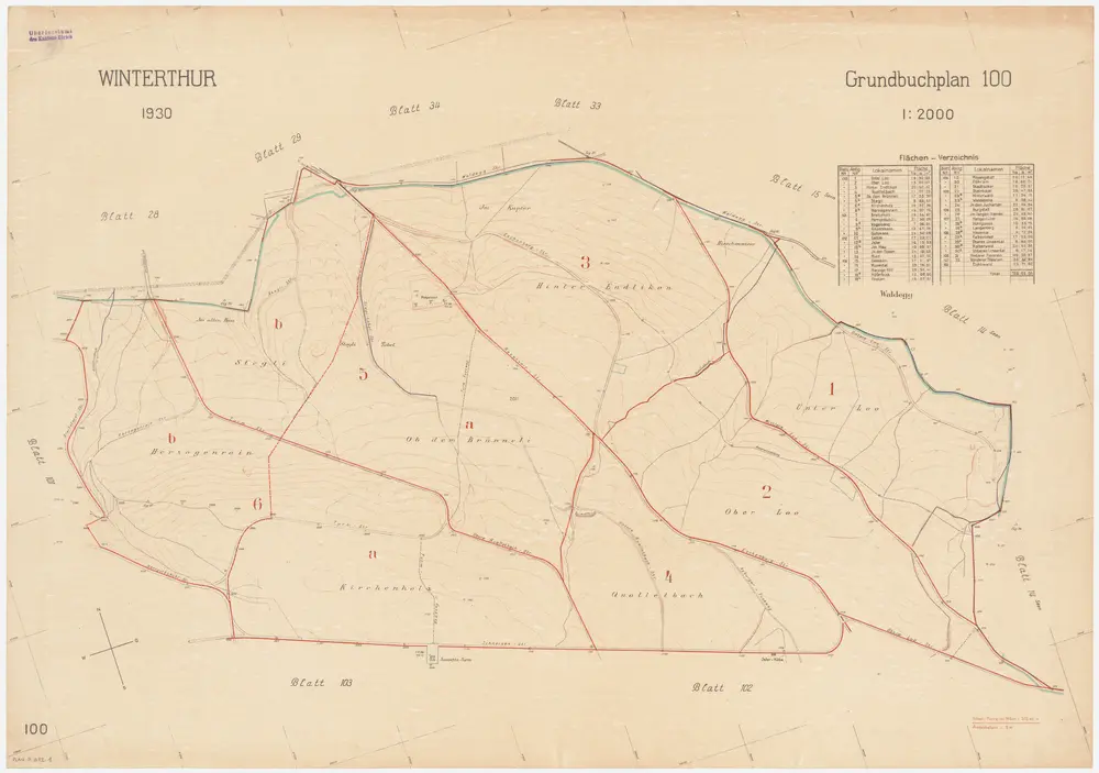 Winterthur, Lindau: Gemeindewaldungen: Winterthur: Loh (Unter Loo und Ober Loo), Hinter Endliken (Endlikon), Kwaletbach (Qualletbach), Chilenholz (Kirchenholz), Obem Brünneli, Stegli, Herzogenrain; Grundriss