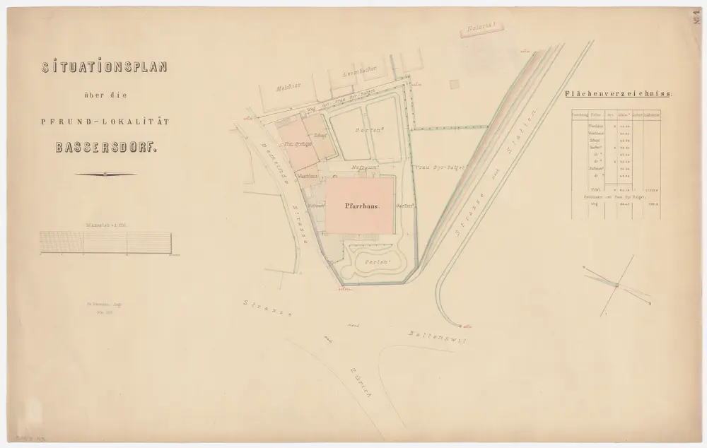 Bassersdorf: Pfrundlokalität mit Pfarrhaus und Umgebung; Grundriss (Nr. 1)