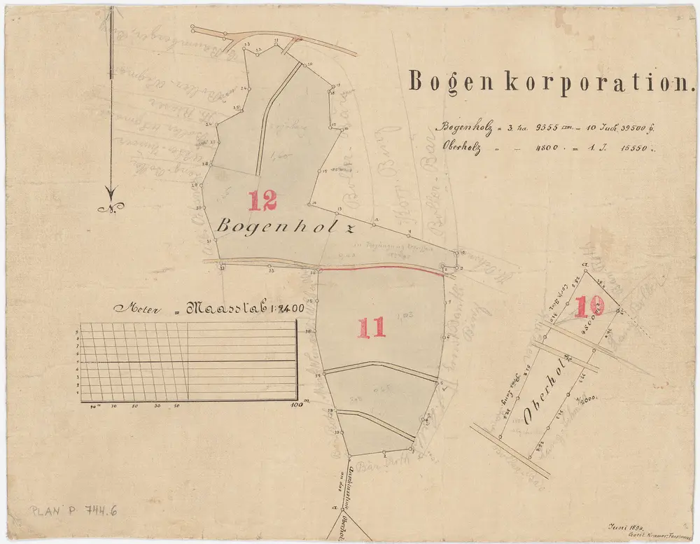 Witikon: Spital- und Genossenschaftswaldungen: Genossenschaftswaldung Bogenholz und Oberholz; Grundrisse