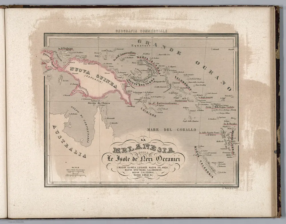 38.  La Melanesia Ossia Le Isole de' Neri Oceanici.  (Nuova Guinea, Luigiade, Nuova Irlanda, Nuova Bretagna, Salomonide, Nuova Caledonia, Nuove Ebridi &.)