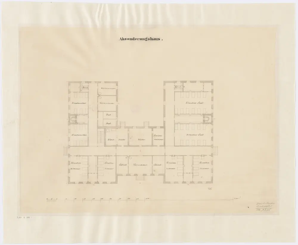 Fluntern: Projektiertes Kantonsspital, Absonderungshaus; Grundriss