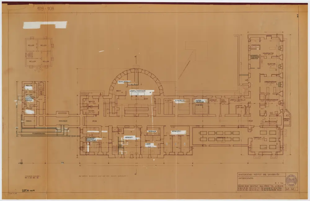 Zürich: Universität, Anatomie, Keller; Grundriss