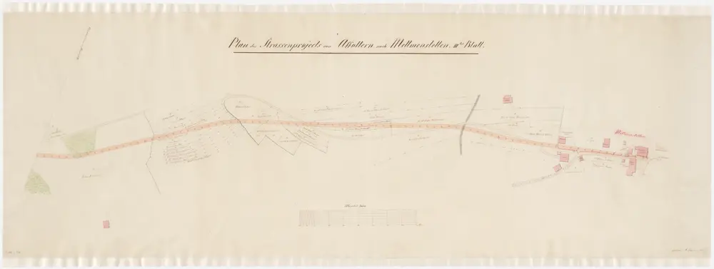 Mettmenstetten: Projektierte Strasse durch das Gebiet nordwestlich des Dorfes bis eingangs des Dorfes; Situationsplan (Blatt III)