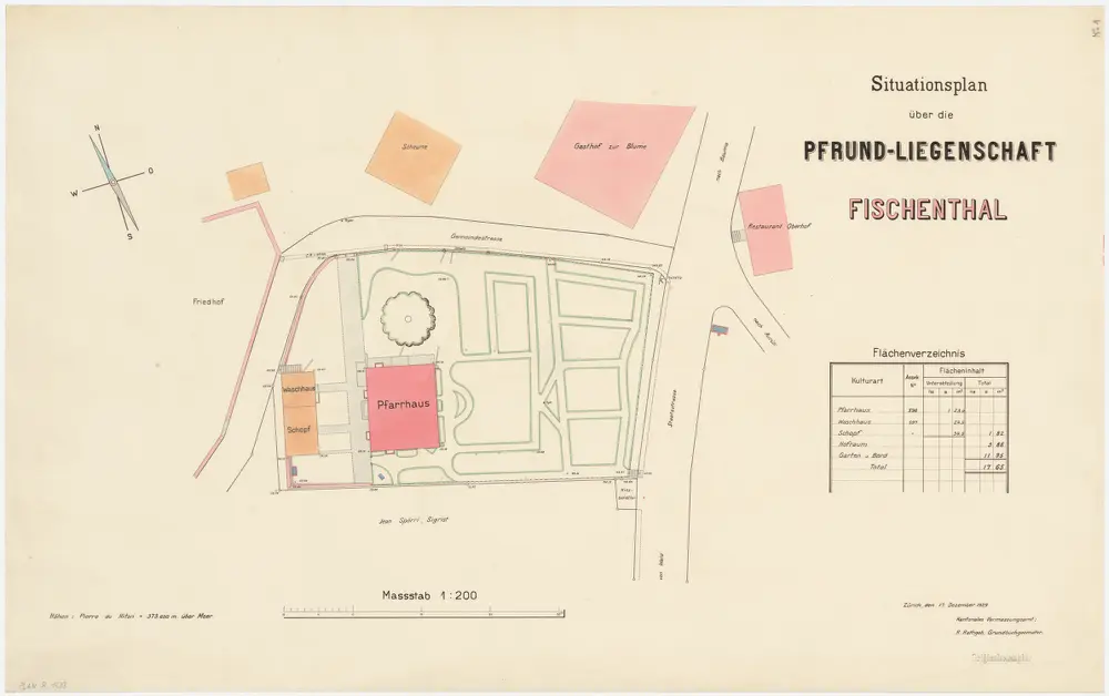 Fischenthal: Pfrundliegenschaft mit Pfarrhaus und Umgebung; Grundriss