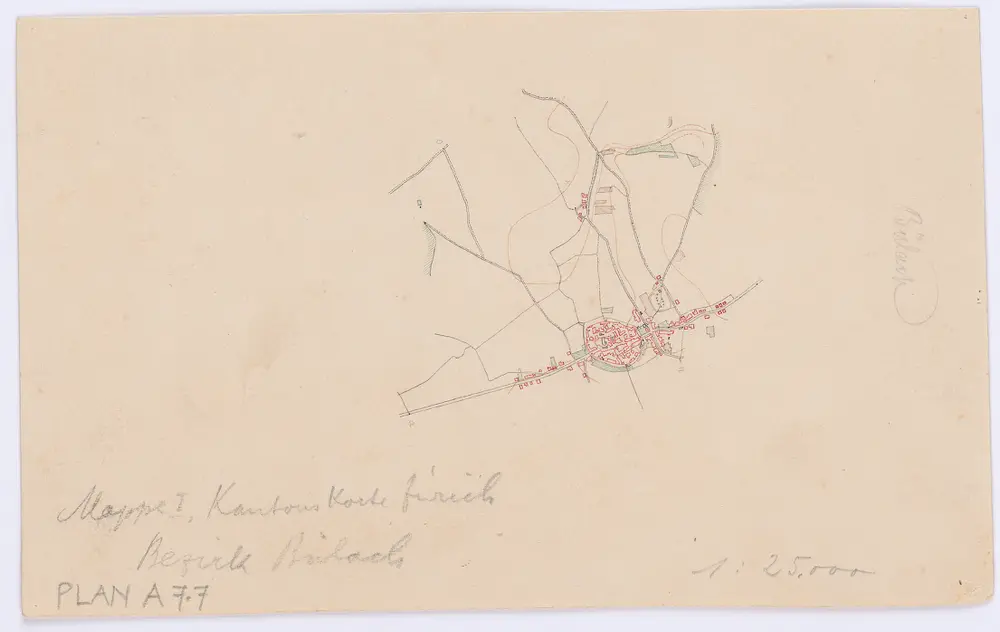 Vorlagen für die Topographische Karte des Kantons Zürich (Wild-Karte): Bezirk Bülach: Ortsplan: Bülach