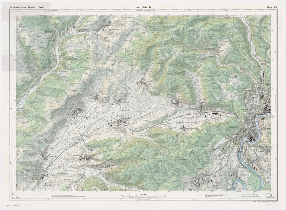 Landeskarte der Schweiz 1 : 25000: Den Kanton Zürich betreffende Blätter: Blatt 1031: Neunkirch SH