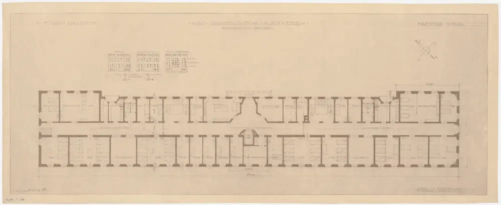 Zürich: Kantonale Dermatologische Klinik; Reduziertes Projekt; 1. Obergeschoss; Grundriss