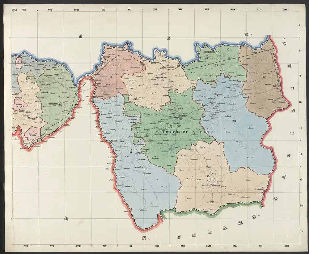 Uibersichts-Karte der Katastral-Gemeinden und Steueramts-Bezirke in Schlesien