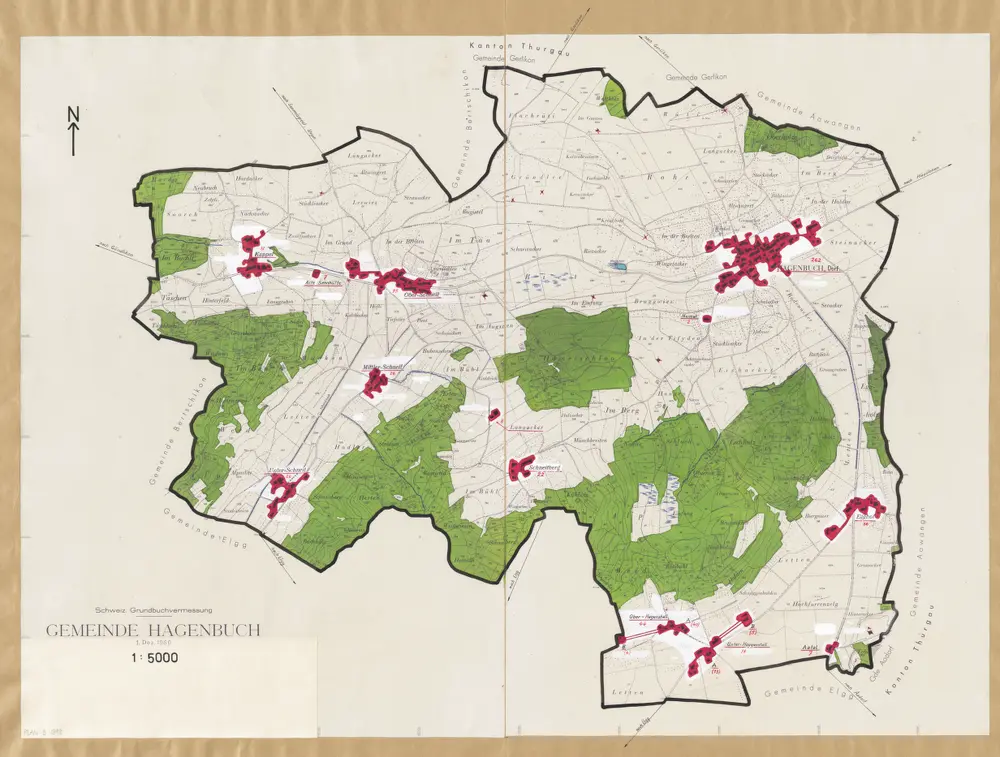 Hagenbuch: Definition der Siedlungen für die eidgenössische Volkszählung am 01.12.1960; Siedlungskarte Nr. 92