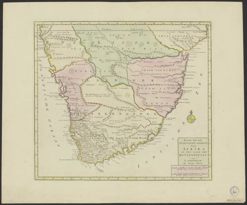 Kaart van het zuidelykste gedeelte van Afrika of het land der Hottentotten.