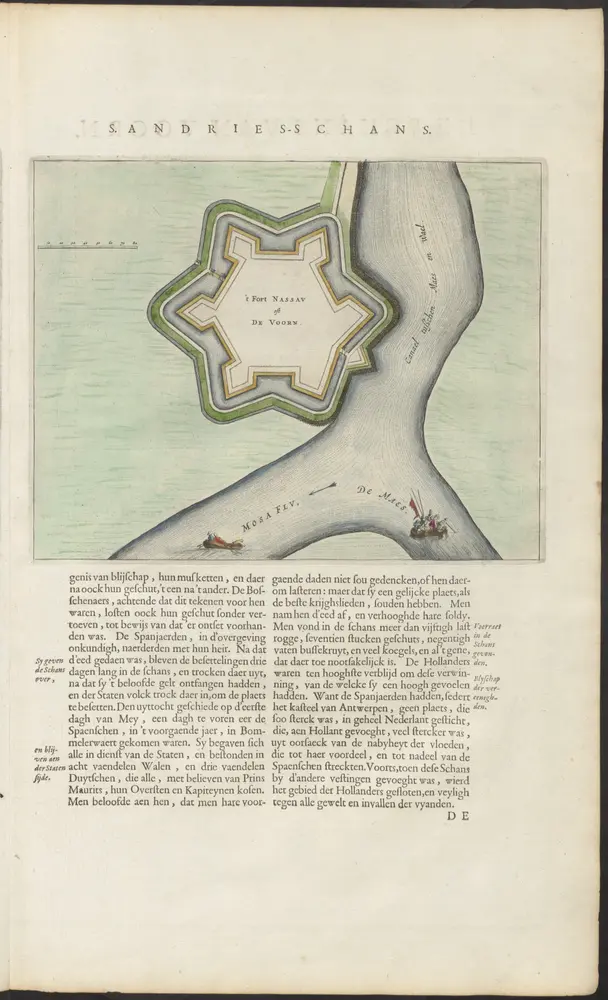 [Title in map] 't Fort NASSAV | oft | DE VOORN.