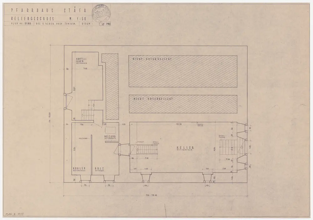 Stäfa: Pfarrhaus, Keller; Grundriss