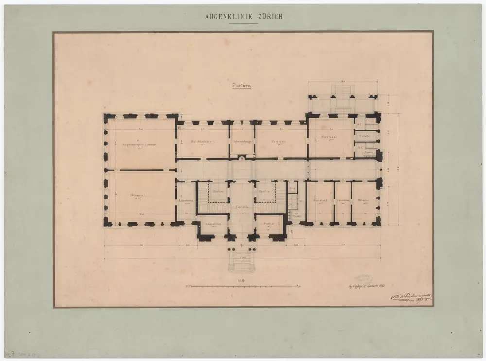 Projektierte Augenklinik, Rämistrasse 73: Erdgeschoss; Grundriss