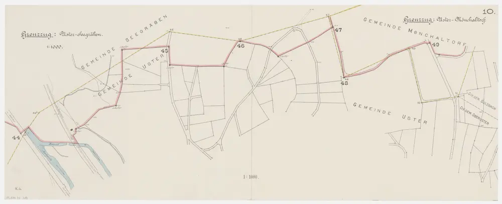 Grenze zwischen Uster, Seegräben und Mönchaltorf; Grundriss (Nr. 10, Punkte 44-49)