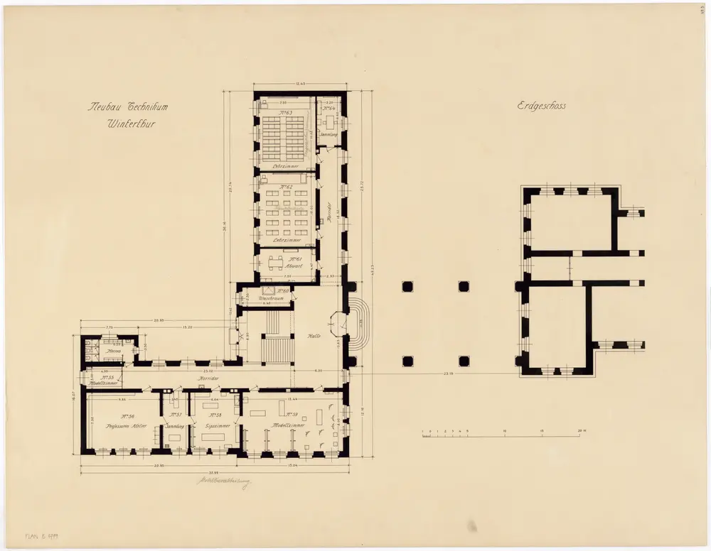 Winterthur: Technikum, Ostbau, Erdgeschoss; Grundriss (Nr. 3)