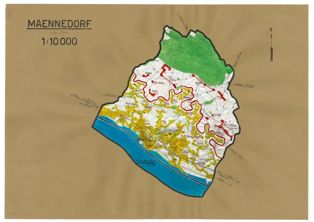 Männedorf: Definition der Siedlungen für die eidgenössische Volkszählung am 01.12.1950; Siedlungskarte