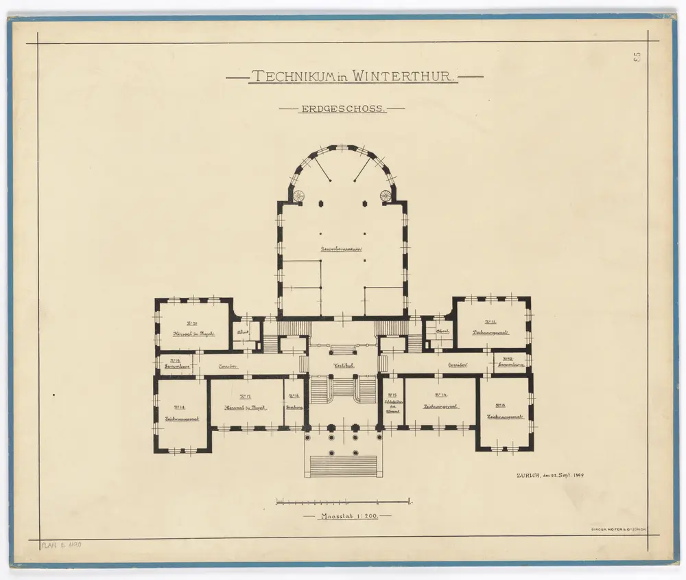 Winterthur: Technikum, Erdgeschoss; Grundriss