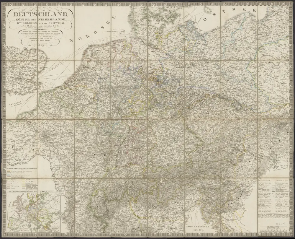 Deutschland, Königr. der Niederlande, Kgr. Belgien und die Schweiz, nebst Theilen der angränzenden Länder, nach Adolf Stieler's Entwurf im Jahr 1836