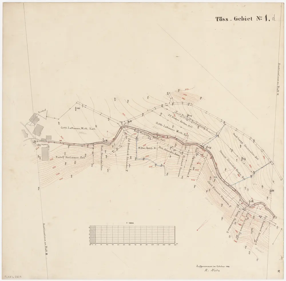 Zell: Zellerbach oberhalb Zell; Situationsplan (Töss-Gebiet Nr. 1 d)